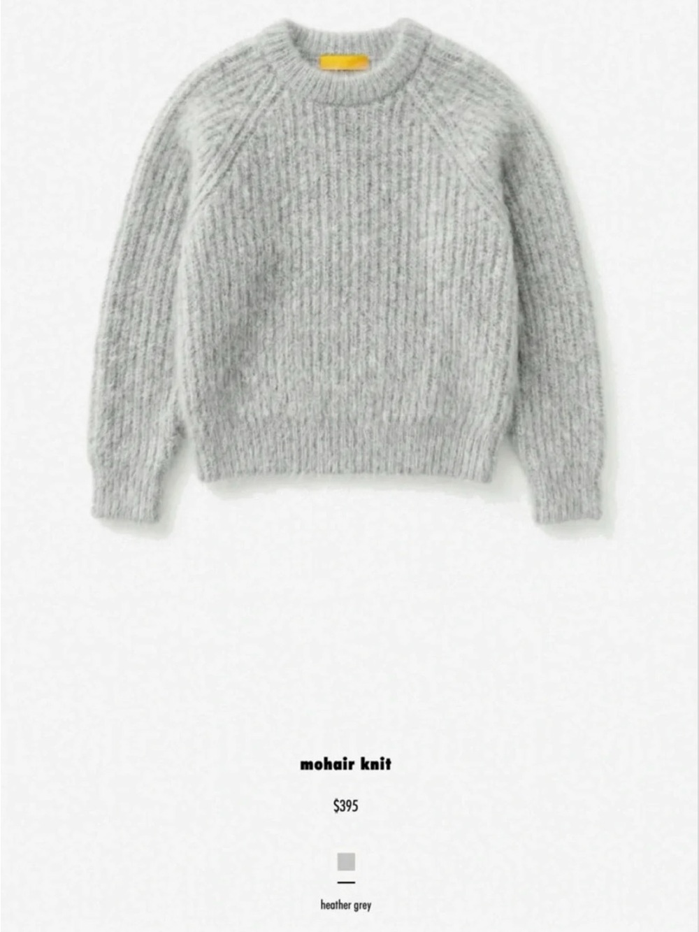 Heather-Grey Women’s Cropped Mohair Knit Crewneck Sweater